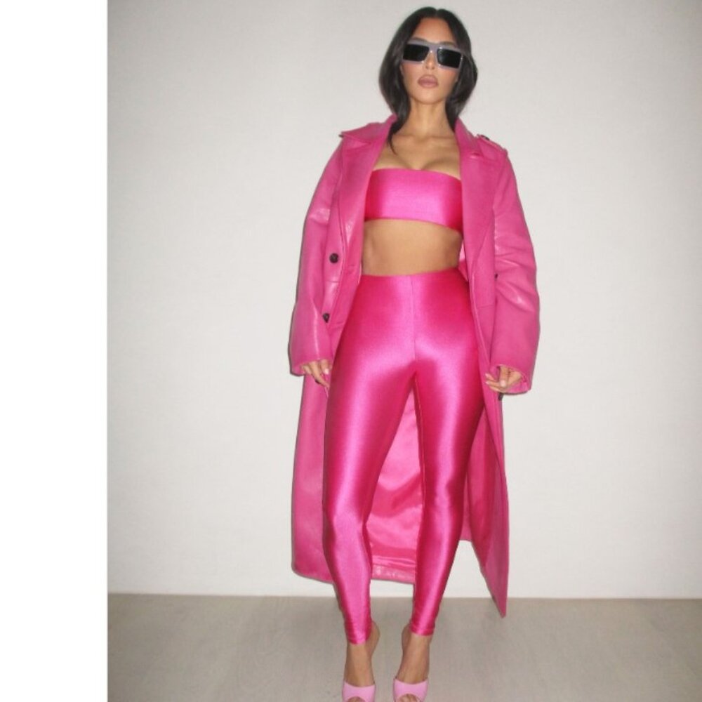 SKIMS Hot Pink Shine Jersey Spandex Legging S NWT